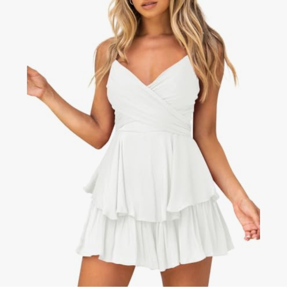 Elegant White Spaghetti Strap Dress